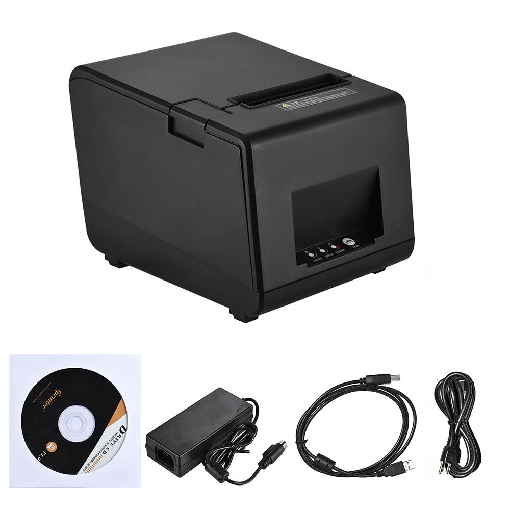 Gprinter GP-L80160I Thermal Receipt Printer Barcode Label Graphic Printer with Cutter 160mm/s 80mm Printing Width for Reastaurant Kitchen USB POS Computer