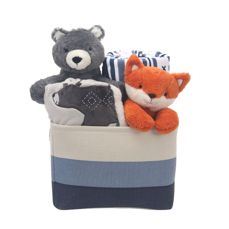 Lambs & Ivy Blue 5-Piece Baby Gift Basket for Baby Shower/Newborn Welcome Home