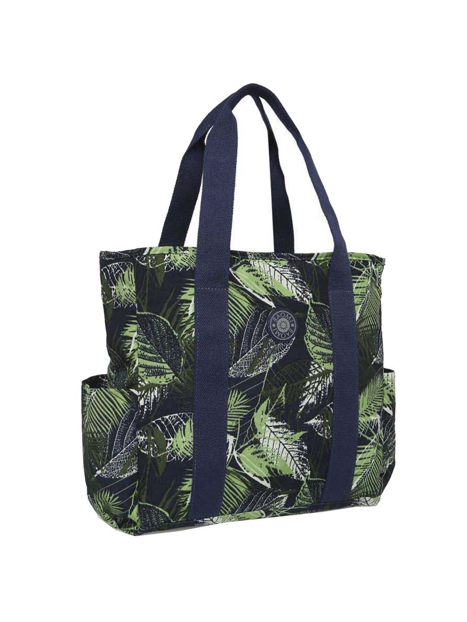 Baomi Blue & Green Printed Medium Tote Handbag