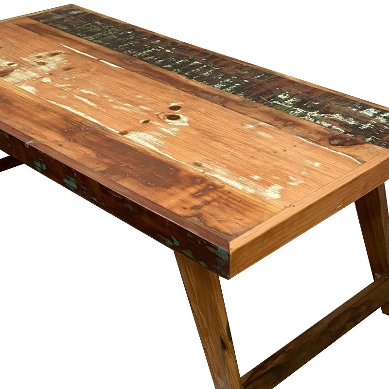 Rectangular Handcrafted Wooden Coffee Table with Slanted Tapered Legs Brown - The Urban Port