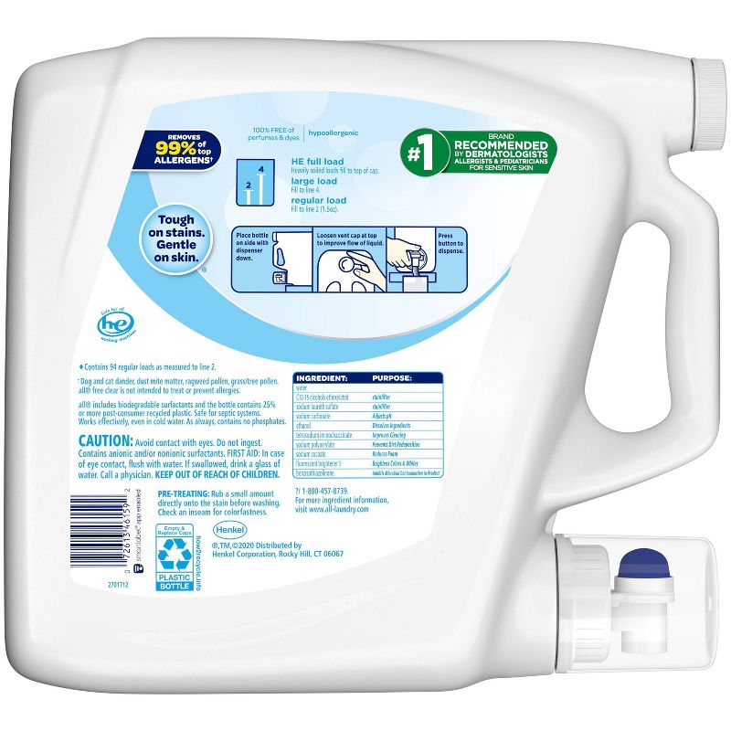 All Free Clear Liquid Laundry Detergent 94 Loads - 141 fl oz