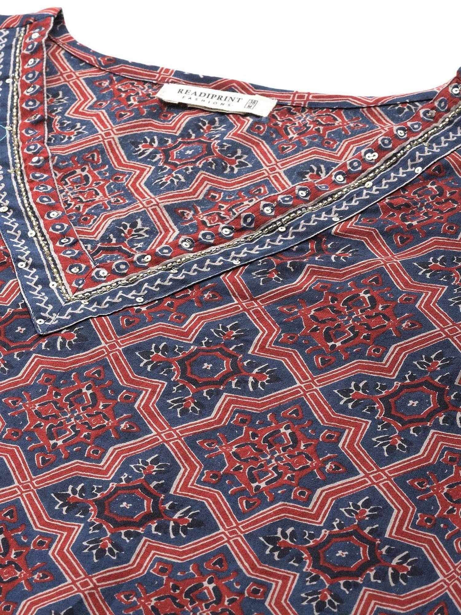 READIPRINT FASHIONS Blue Cotton Printed Kurta Salwar Set With Dupatta