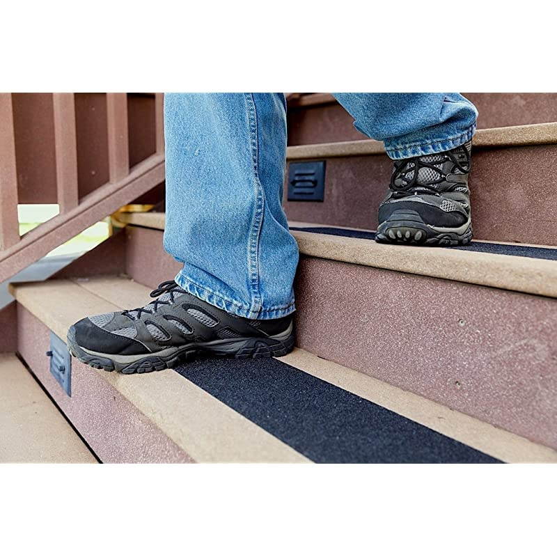 NonStair Tape12 Pack Indoor Outdoor Waterproof Safety Stair Treads High Traction Friction Abrasive Adhesive for Steps 6 x 24 80 Grit Black