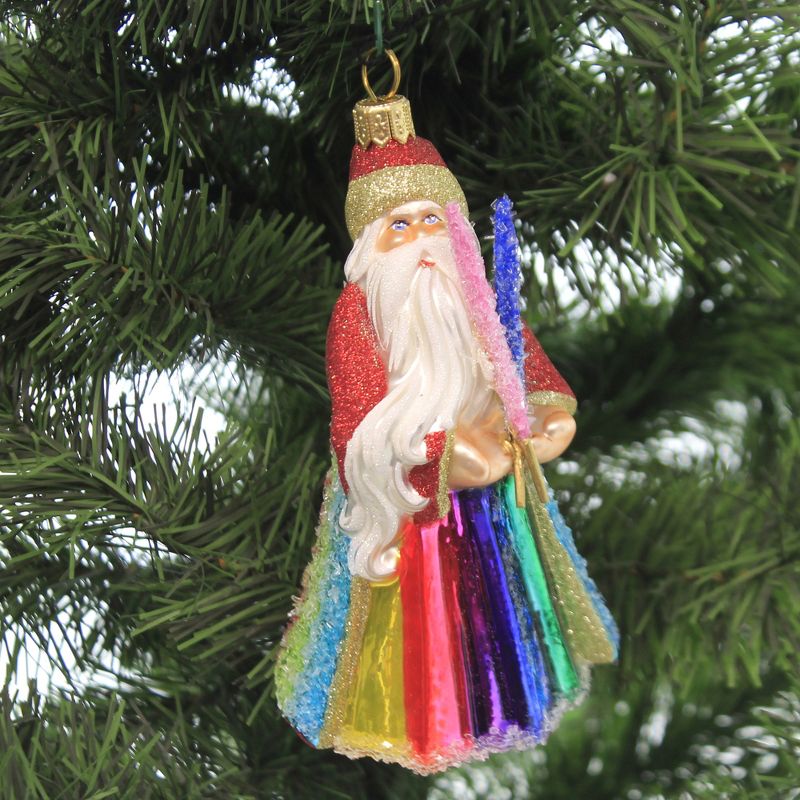 Joy To The World 5.0" Rockin Candy Santa Ornament Glitterazzi Rainbow  -  Tree Ornaments