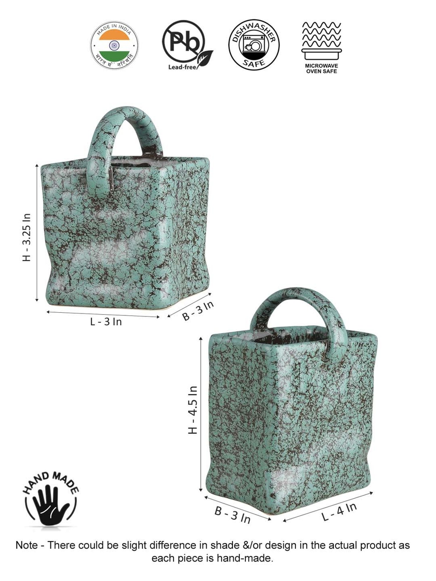 VarEesha Foliage Green Ceramic Cutlery Holders - Set of 2