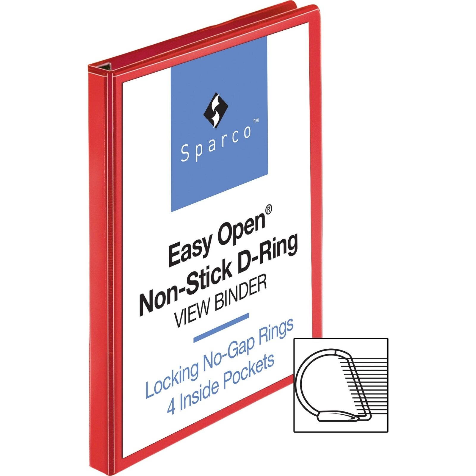 Sparco D-Ring View Binder 1" Capacity 11"x8-1/2" Red 26979