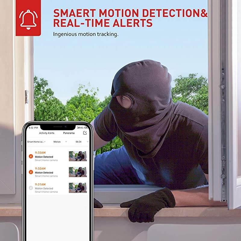 Home Camera, 1080P Wireless Security Wi-Fi Camera Indoor, Sound Detection, Motion Tracking, Motion Detection, Two-Way Audio, Night Vision, Cloud Storage, SD Card Storage, Pan/Tilt