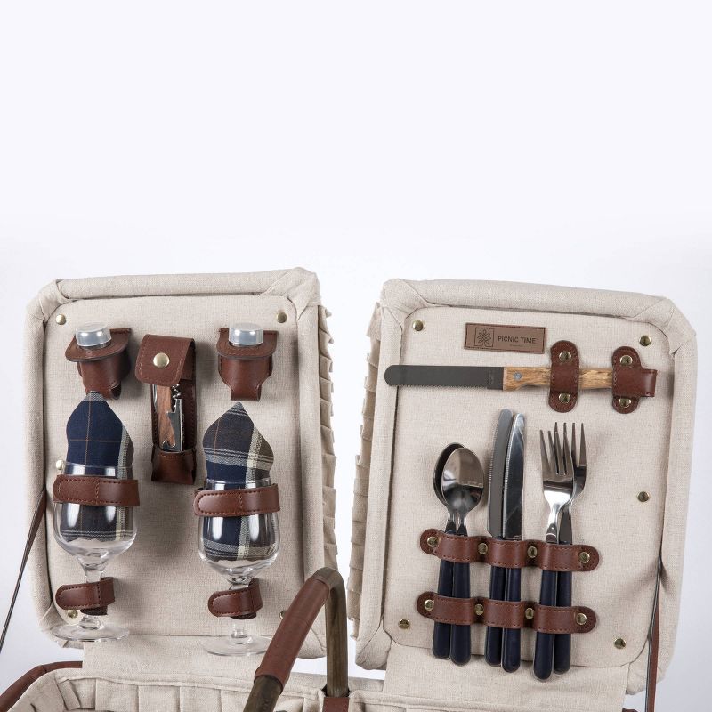 Picnic at Ascot Insulated Picnic Basket/Cooler Fully Equipped with Service for 2 - Trellis Green