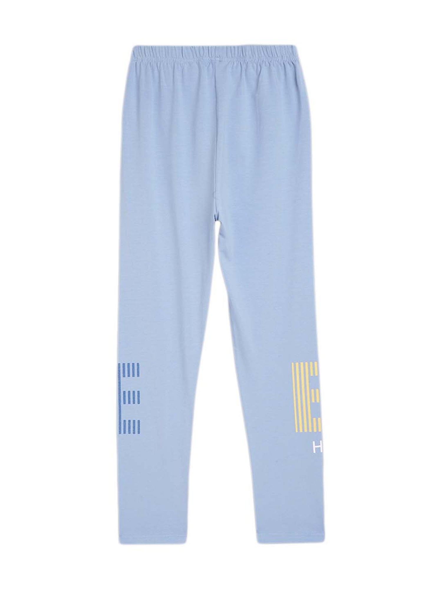 Elle Girls Blue Cotton Printed Leggings