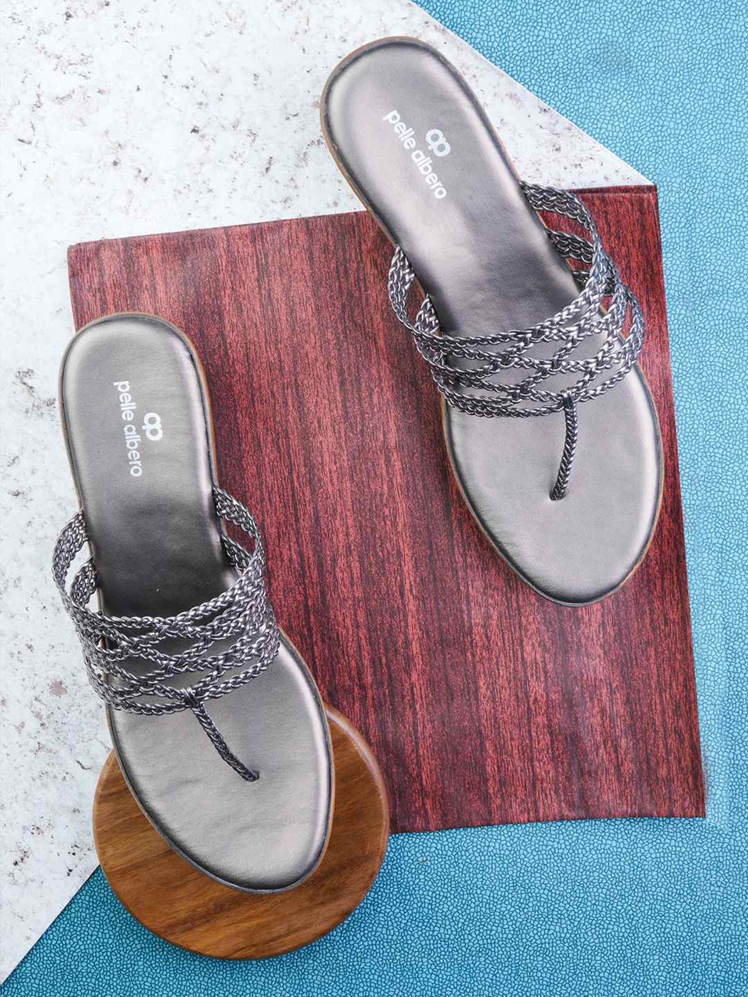 Pelle Albero Women's Metallic T-Strap Wedges