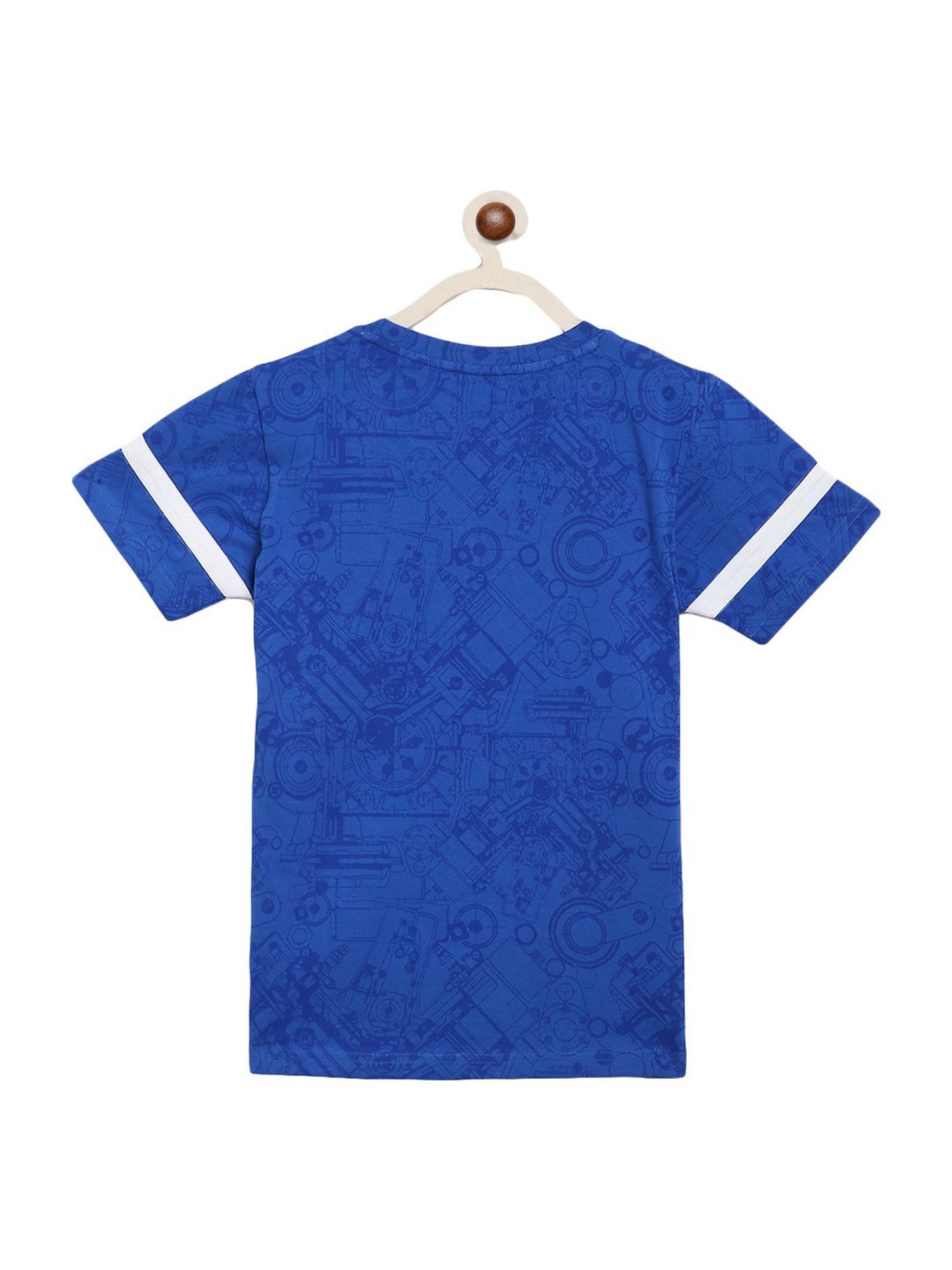 Li'l Tomatoes Kids Royal Blue Cotton Printed T-Shirt & Mask