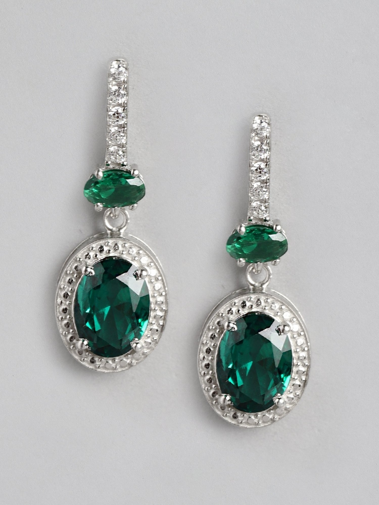 Zavya 925 Sterling Silver Radiant Star Rhodium Drop Earrings For Women