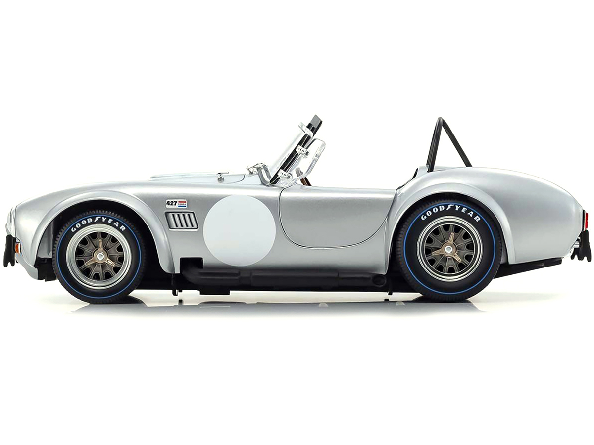 1965 Shelby Cobra 427 S/C Dark Blue Metallic with White Stripes with Printed Carroll Shelby's Signature on the Trunk 1/18 Diecast Model Car by Shelby Collectibles