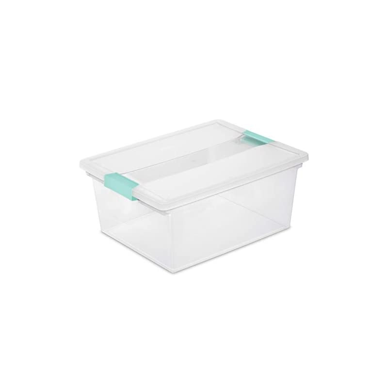 19658604 Deep Clip Box, Clear with Blue Aquarium Latches, 4-Pack