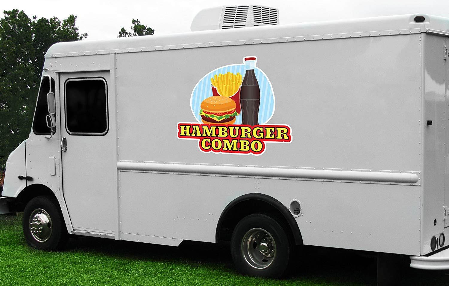 Hamburger Combo 12" Concession Decal Sign cart Trailer Stand Sticker Equipment