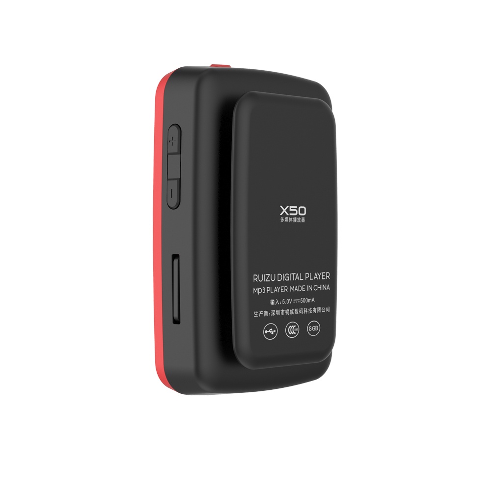 RUIZU X50 8GB 1.5in MP3 Player HiFi Lossless Sound Quality Bluetooth Pedometer TF Card FM Radio Recording E-book Time Calendar