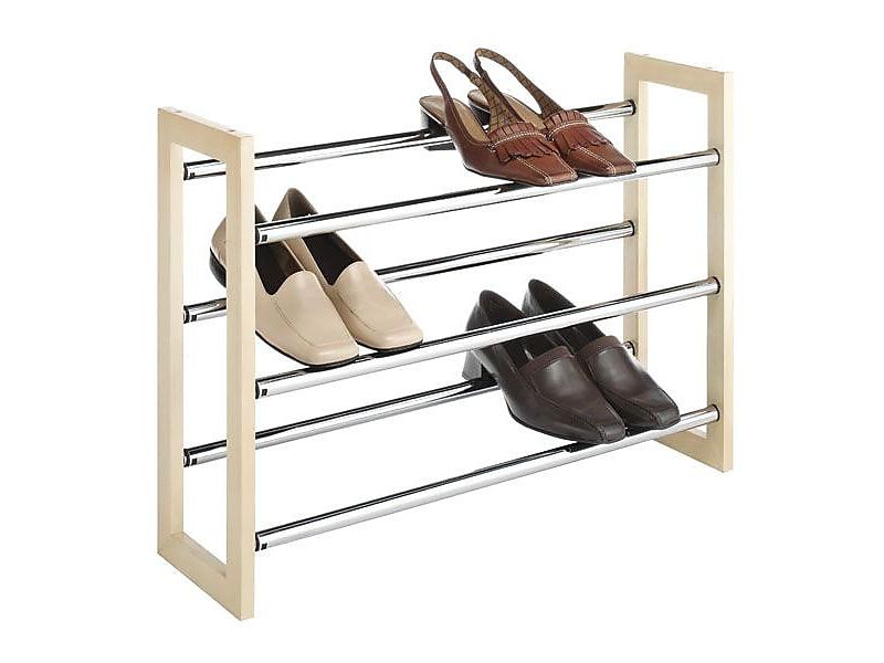 Whitmor 21 Pairs Capacity Stackable Expandable Shoe Rack  Silver 60262516