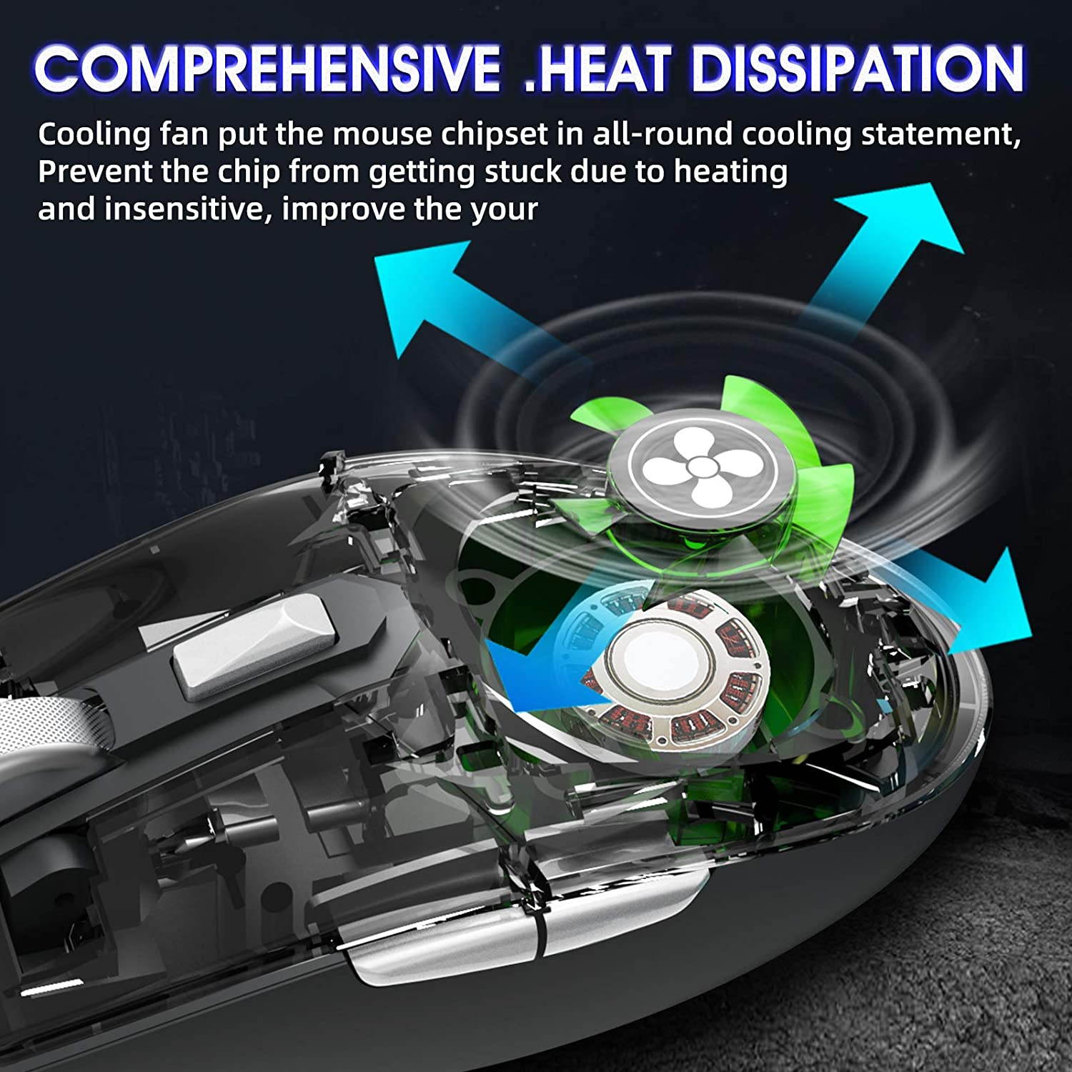 Gaming Mouse USB Wired, Programmable Fan Cooling Gaming Mice, Ultra-Lightweight Unique Design, Hexagonal Honeycomb Shell Design, Cool RGB Lighting, 6 Buttons, up to 8000 DPI (Black)