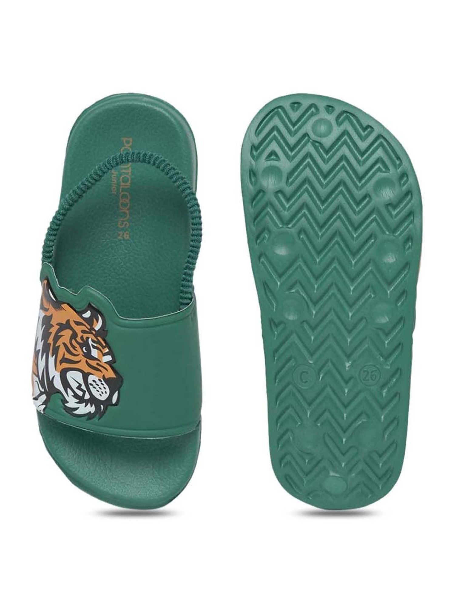 Pantaloons Junior Green & Orange Back Strap Sandals