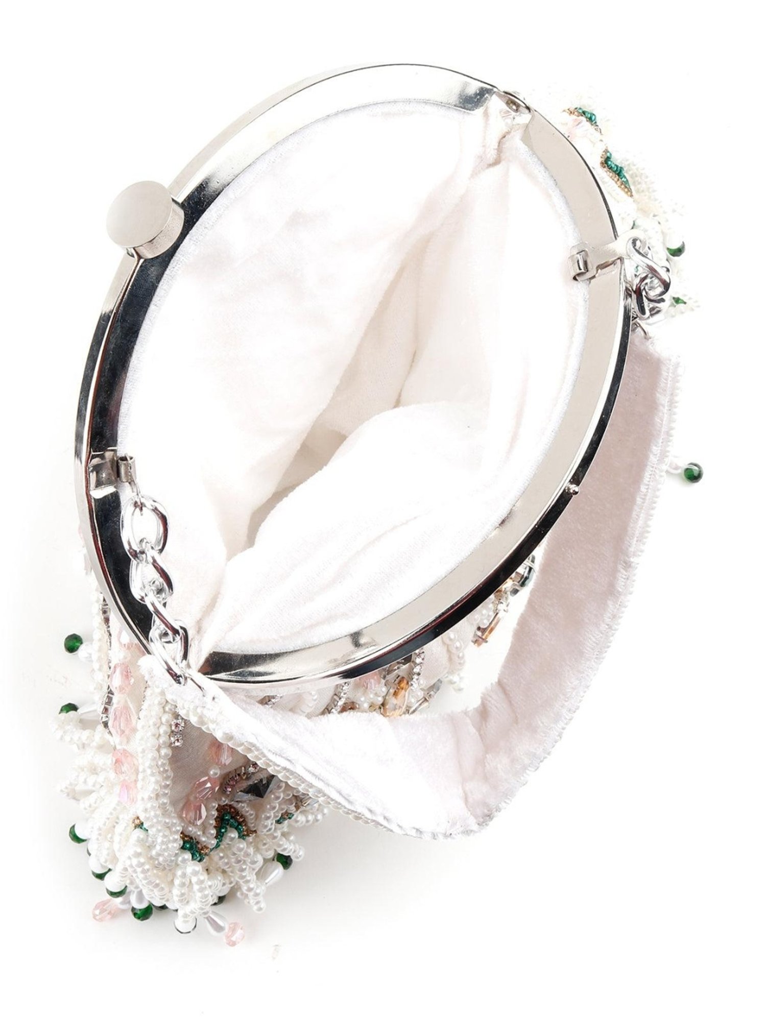 Odette White Embellished Handbag