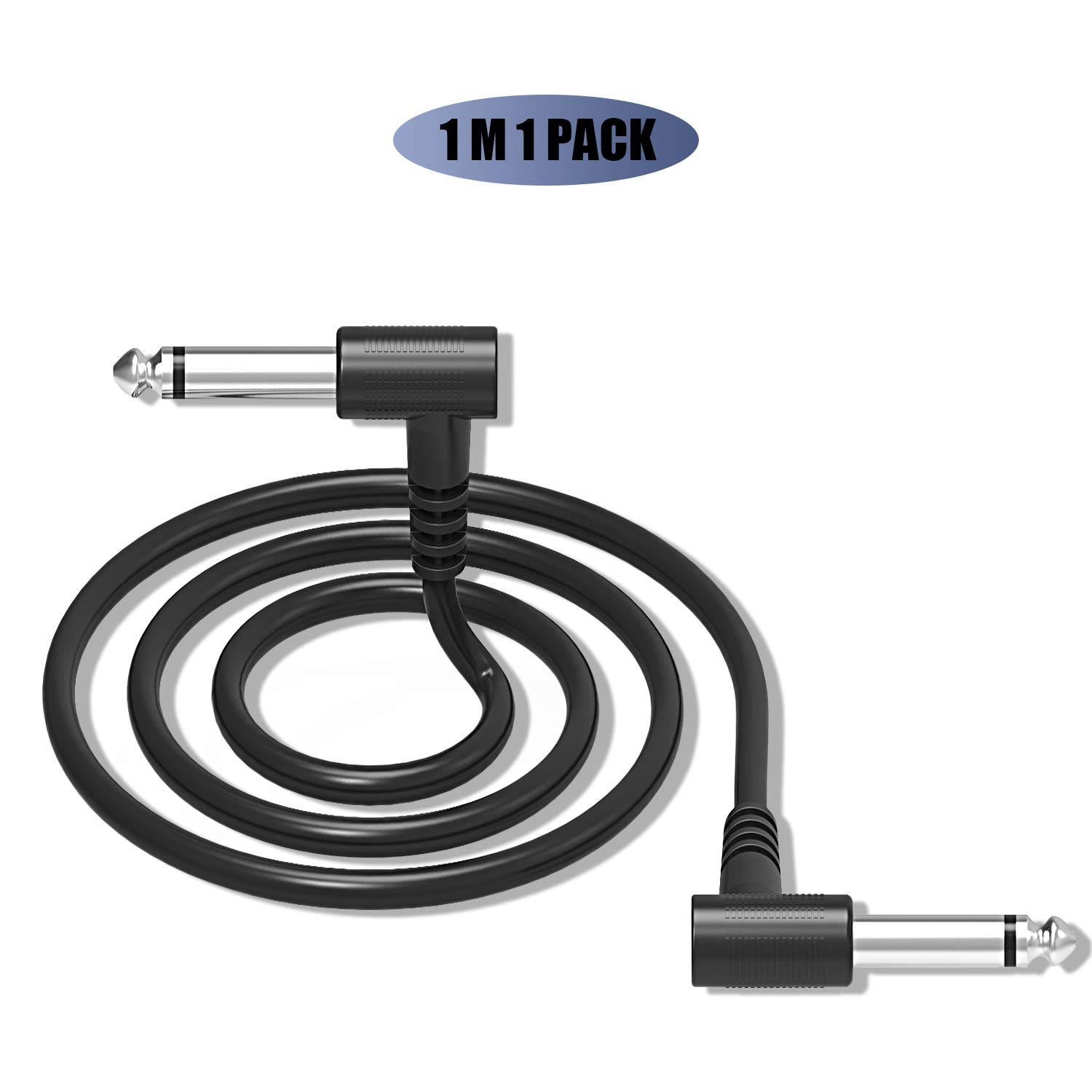 Guitar Patch Cable, Ancable 1/4 Inch Right Angle Pedals Cables for Insturment Effect Pedals (3 FEET, 1 PACK)