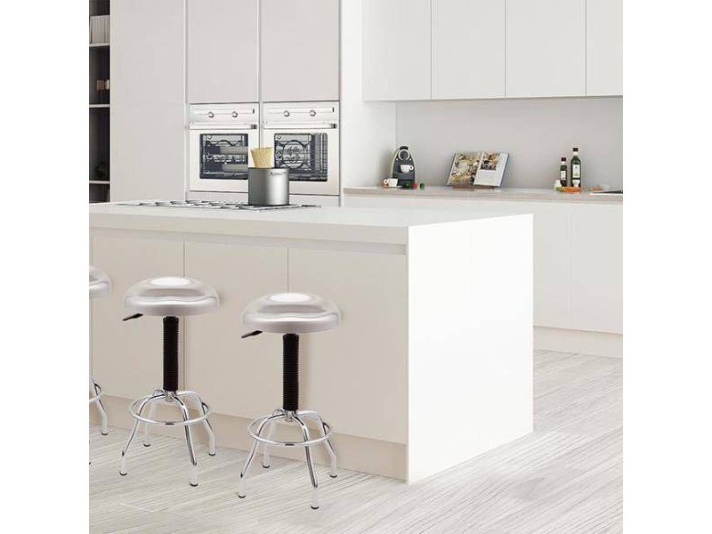 Metallic Contoured Pneumatic Stainless Steel Adjustable Height Barstool Silver - Seville Classics