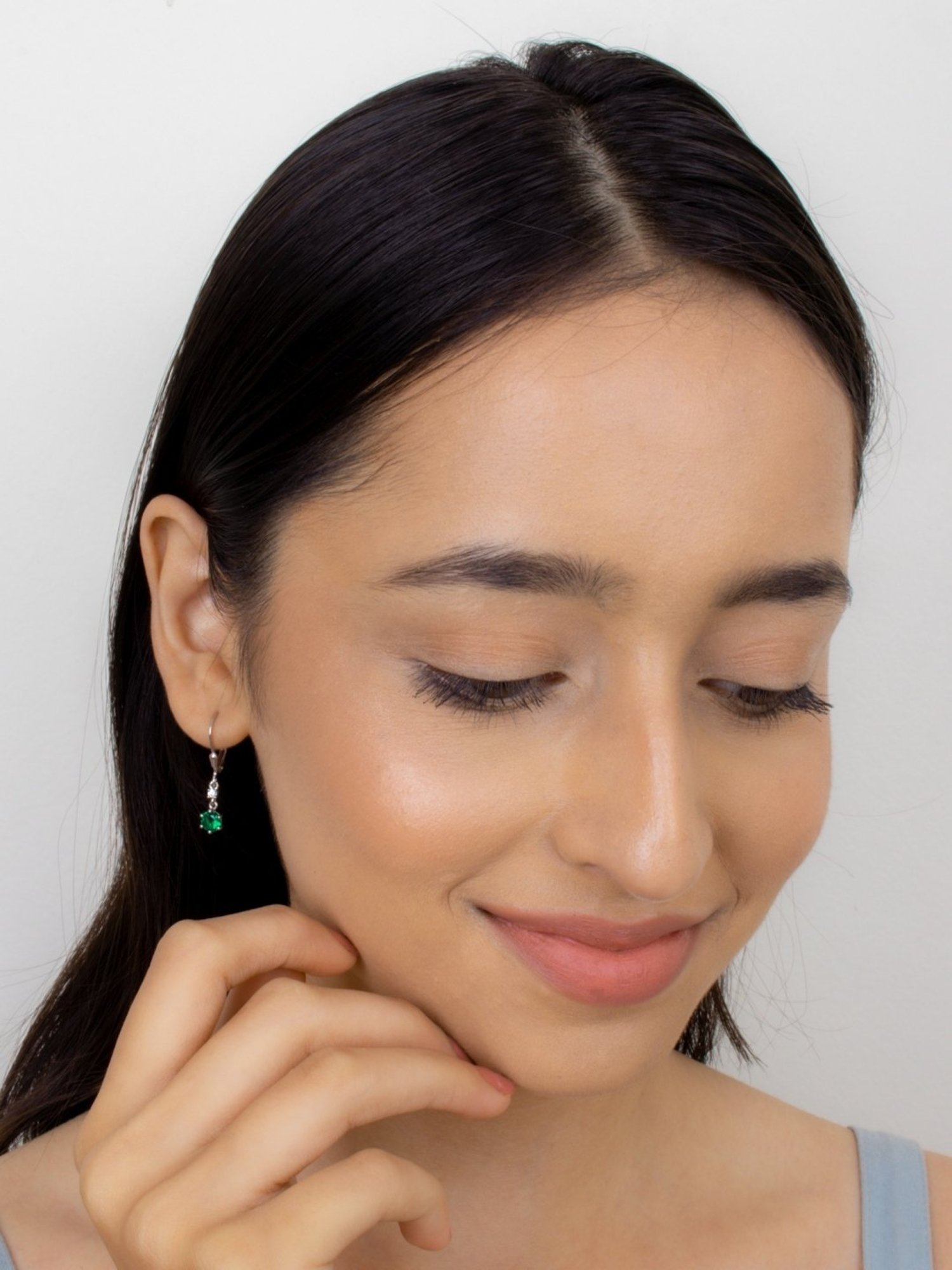 Ornate Jewels 92.5 Sterling Silver Emerald Earrings for Women