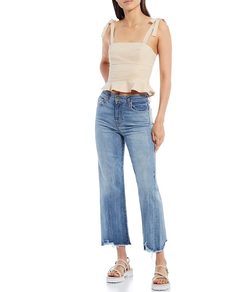 7 for all mankind Alexa Destroyed Hem High Rise Cropped Jeans