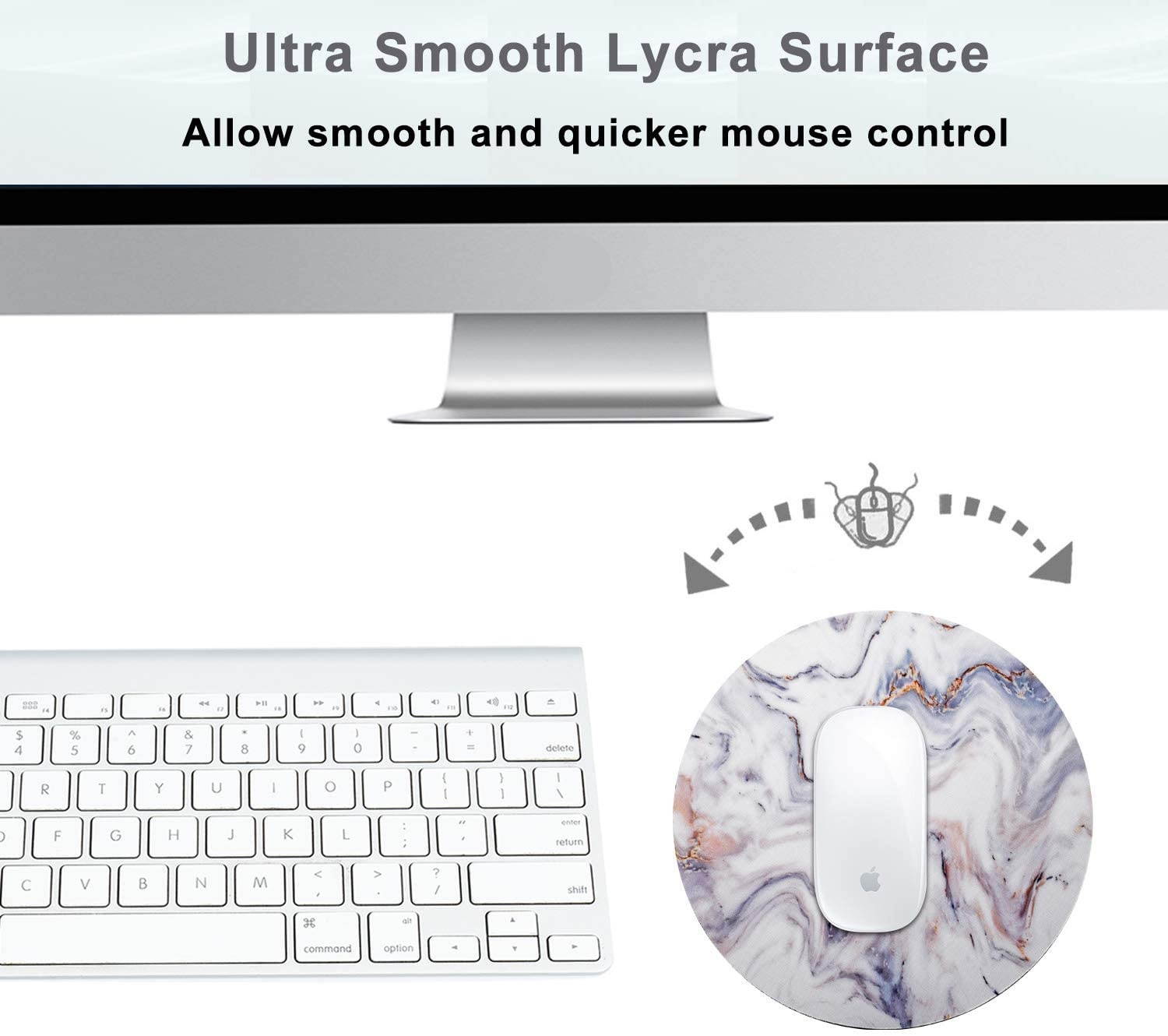 Round Cute Mouse Pad, ToLuLu Mousepad for Desktop Computer Laptop Notebook PC, Anti Slip Rubber Customized Mouse Mat for Working Gaming, Mini Funny Unique Mouse pad for Home, Office, White Gold Marble