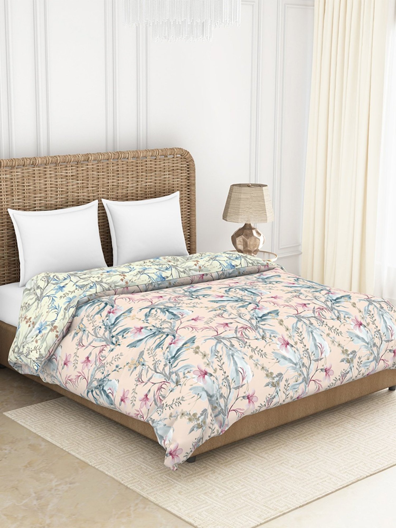 Maspar Vincent Green & Blue Cotton 120 TC Reversible Quilt - Set of 1