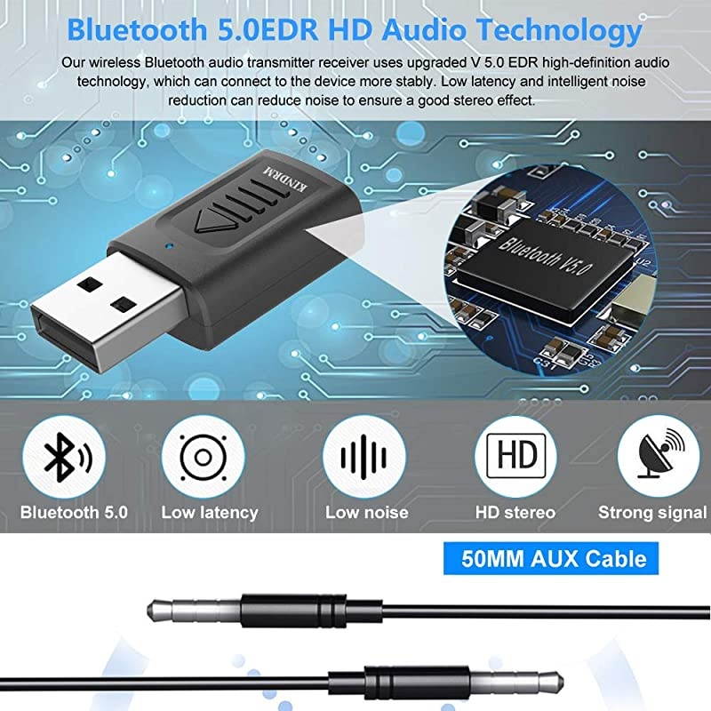 Bluetooth Receiver Transmitter  4in1 Mini USB Bluetooth 50 Audio Transmitter amp Wireless Bluetooth 35mm Aux Adapter Receiver for CarHome Stereo Headphones Speakers TV PC Projector CD Black