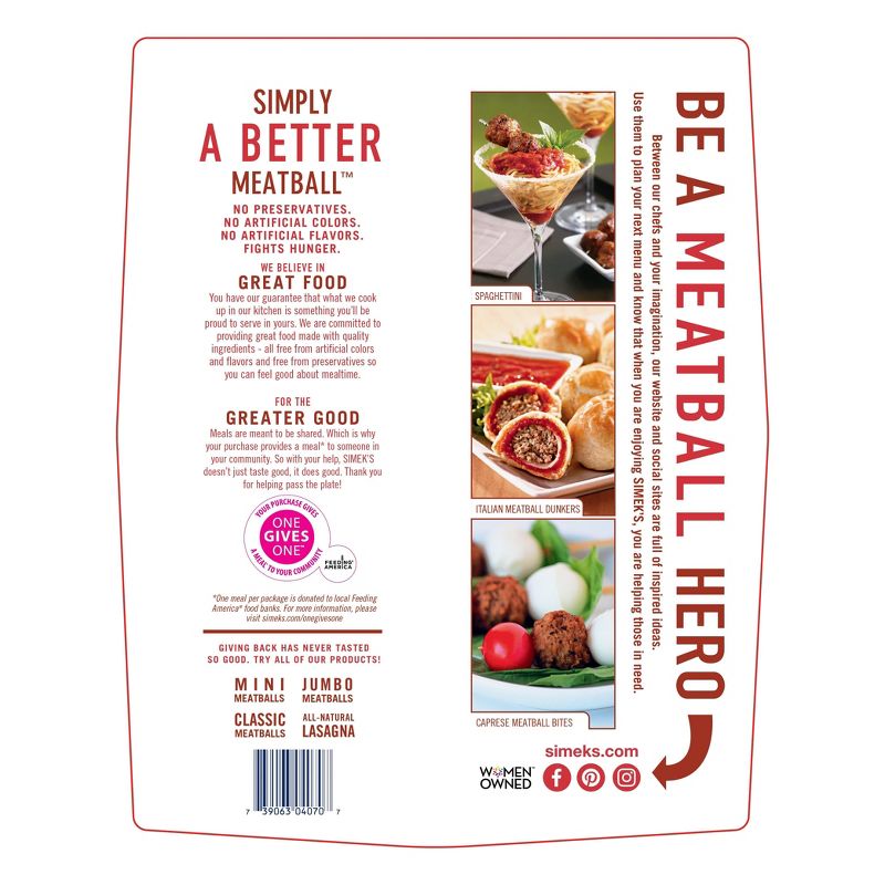 SIMEK'S Italian Style Beef Meatballs - Frozen - 22oz