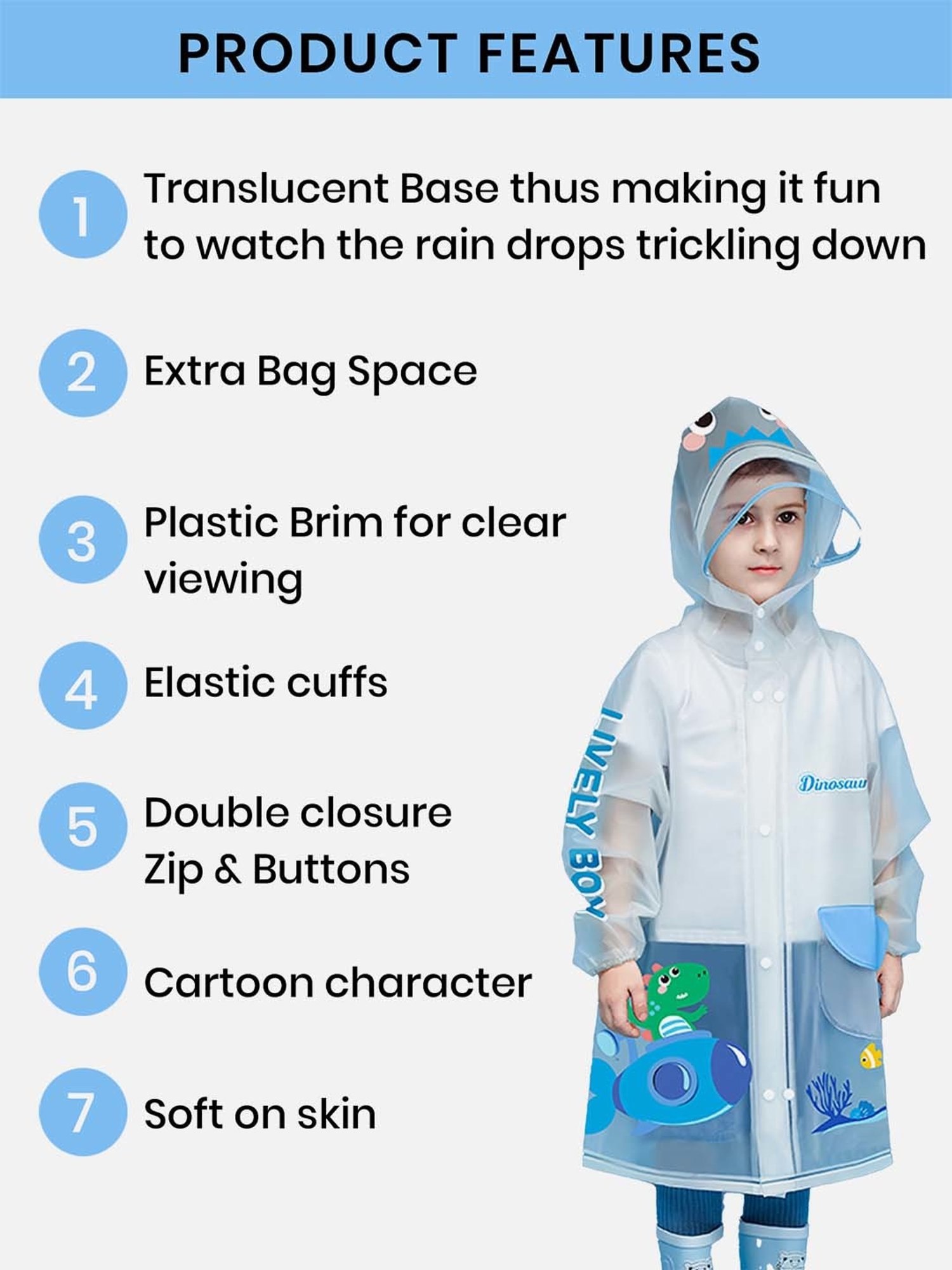 Little Surprise Box Kids Pink Printed Full Sleeves Raincoat