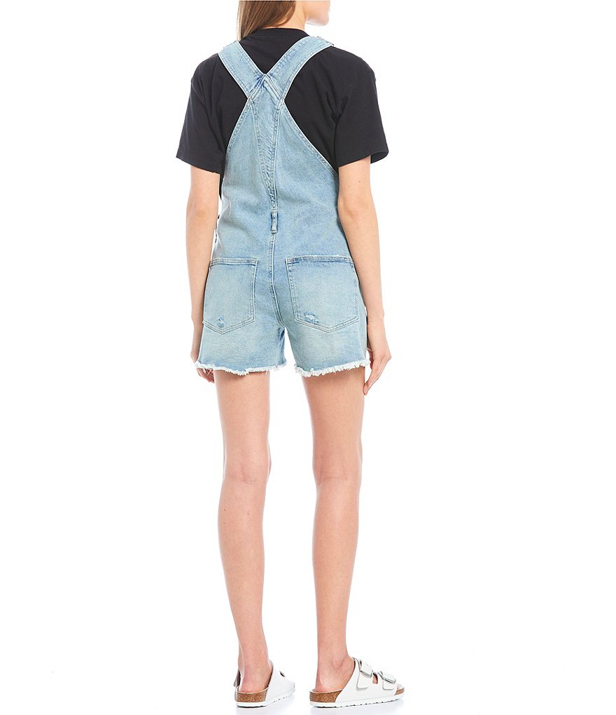 Celebrity Pink Destructed Hem Boyfriend Shortalls