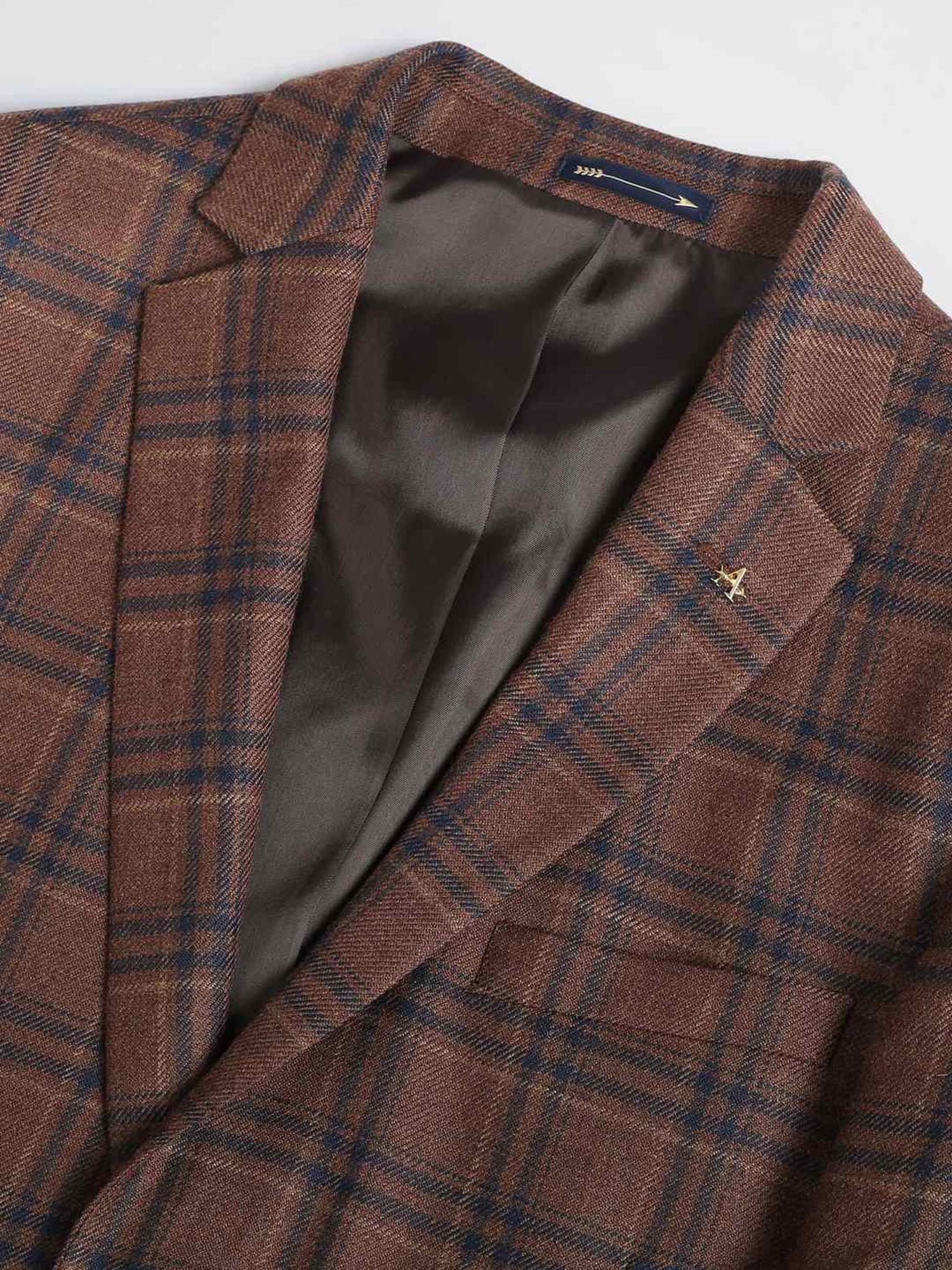Arrow Brown Regular Fit Checks Blazer