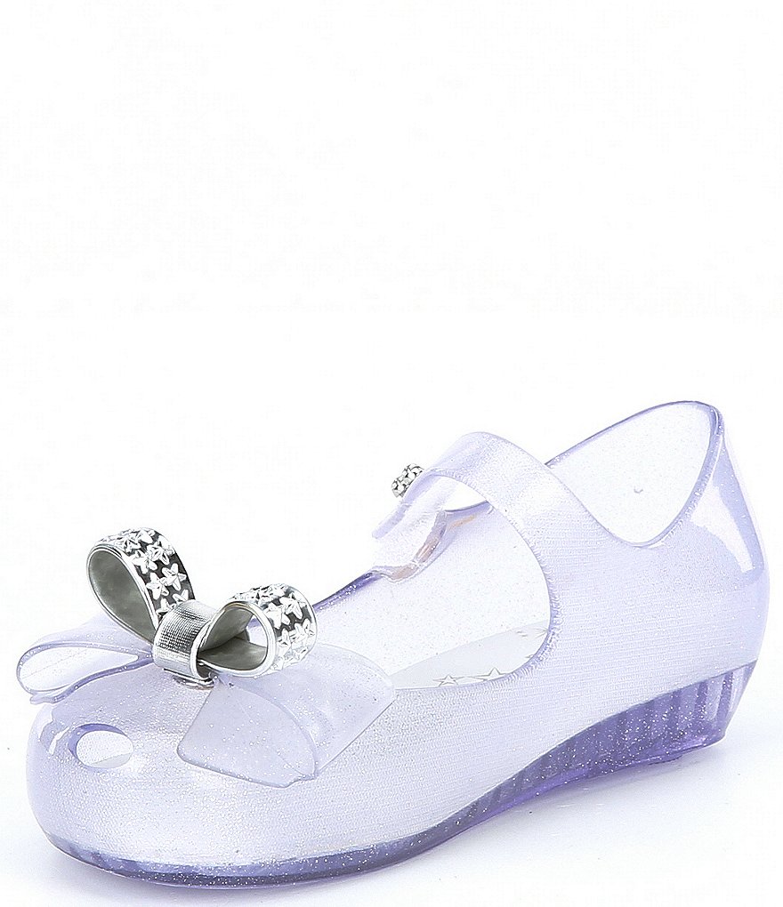 Mini Melissa Girl's Mini Ultra Girl Stars BB Bow Detail Glitter Peep Toe Mary Janes (Toddler)