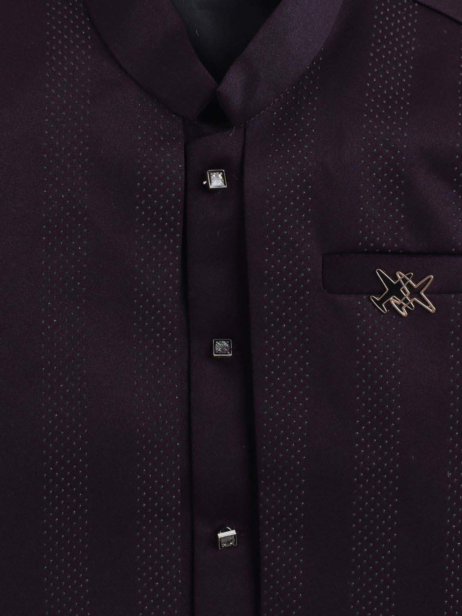 Fourfolds Boys Wine Solid Full Sleeves Clothing Set