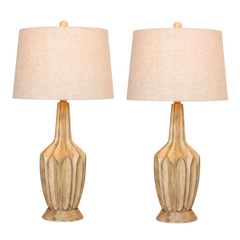 2pk Fluted Genie Bottle Resin Table Lamps Buff Beige  - Fangio Lighting