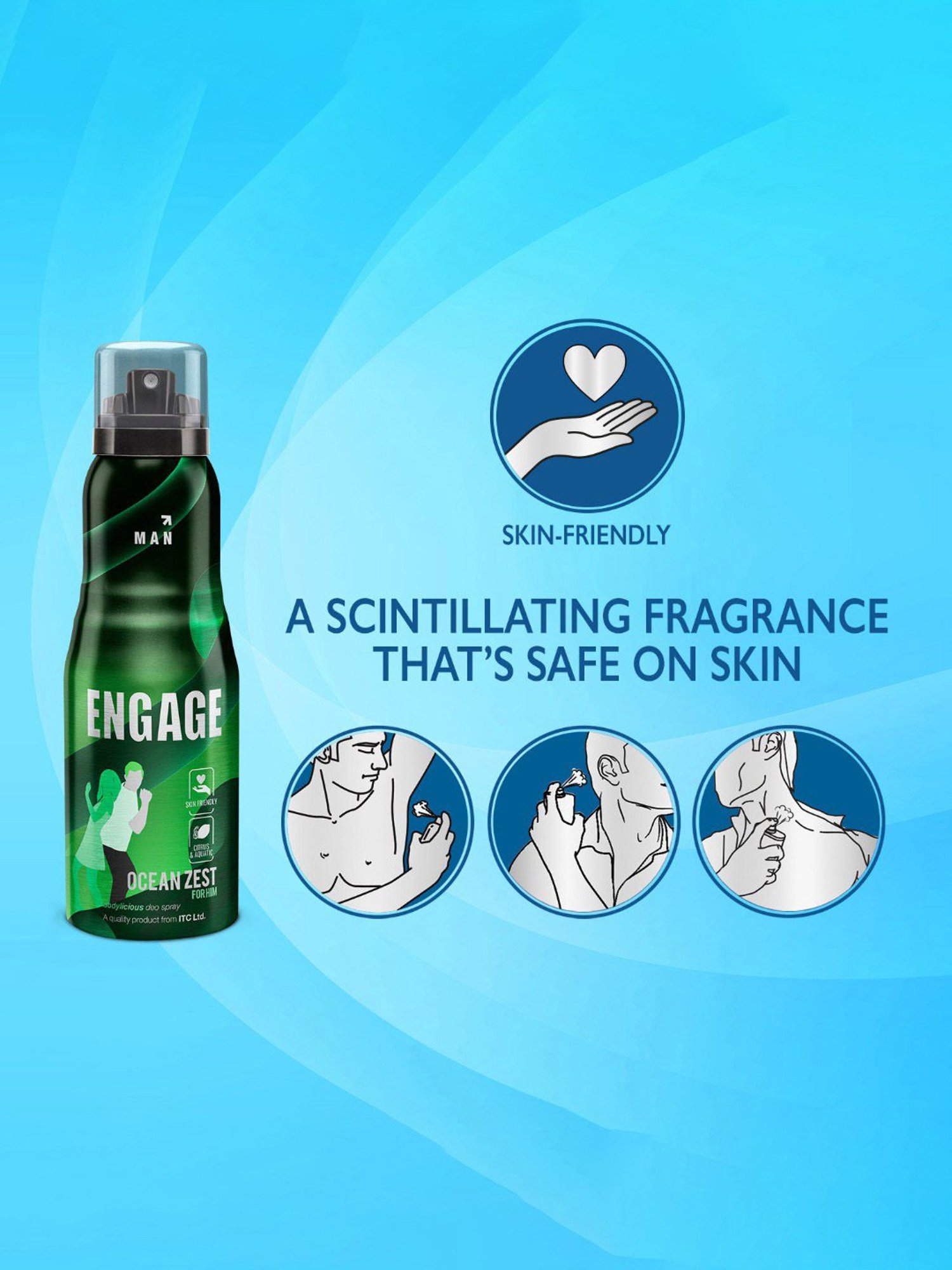 Engage Ocean Zest Deodorant for Men - 165 ml