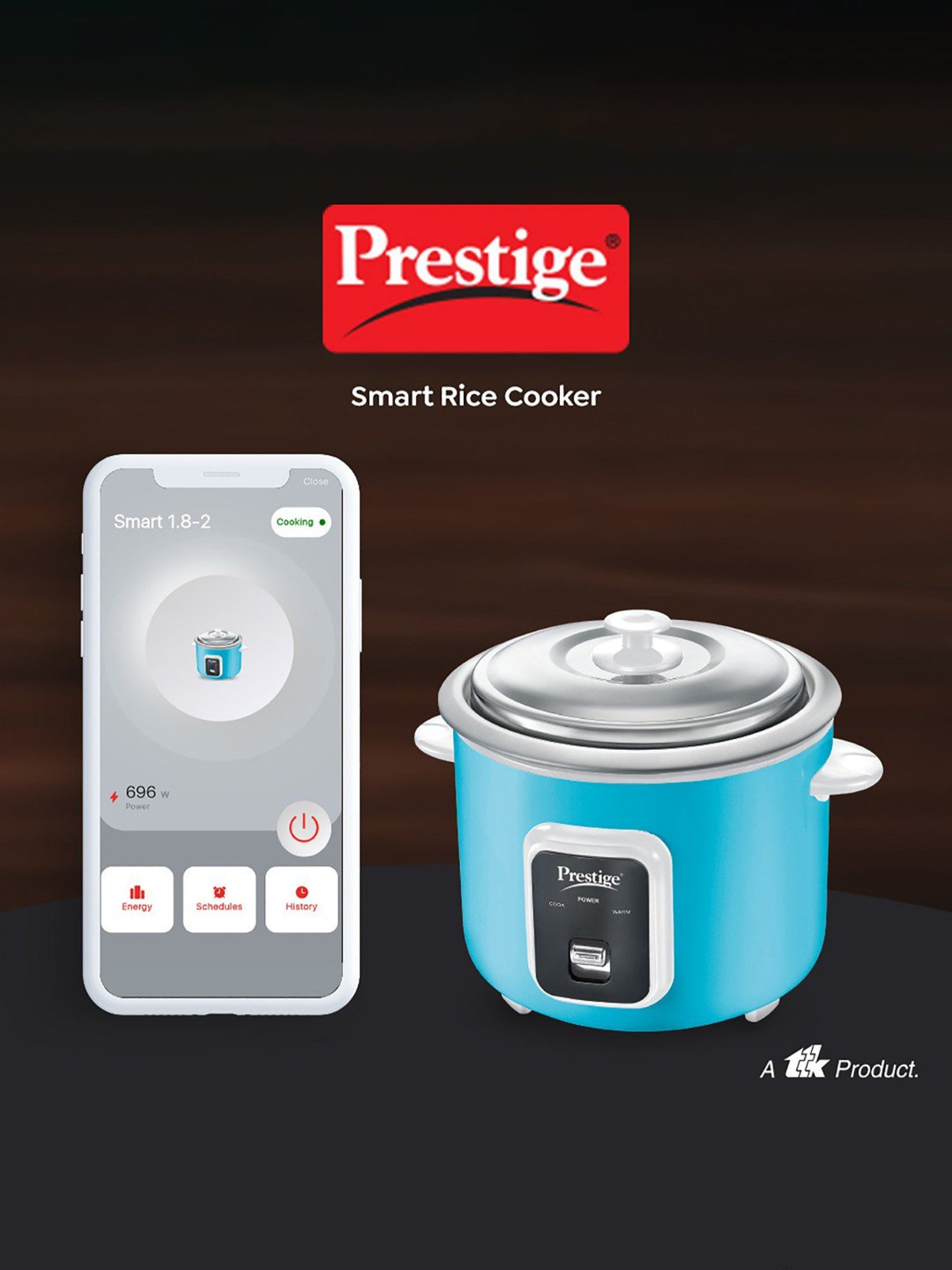 Pigeon Rice Cooker 700W, 1.8L with Single pot & Measuring Cup (Red)