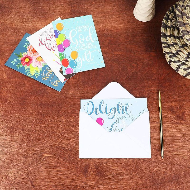 Faithful Finds 48-Pack Christian Birthday Cards, Assorted Religious Blessing Designs, Envelopes Included, 4x6