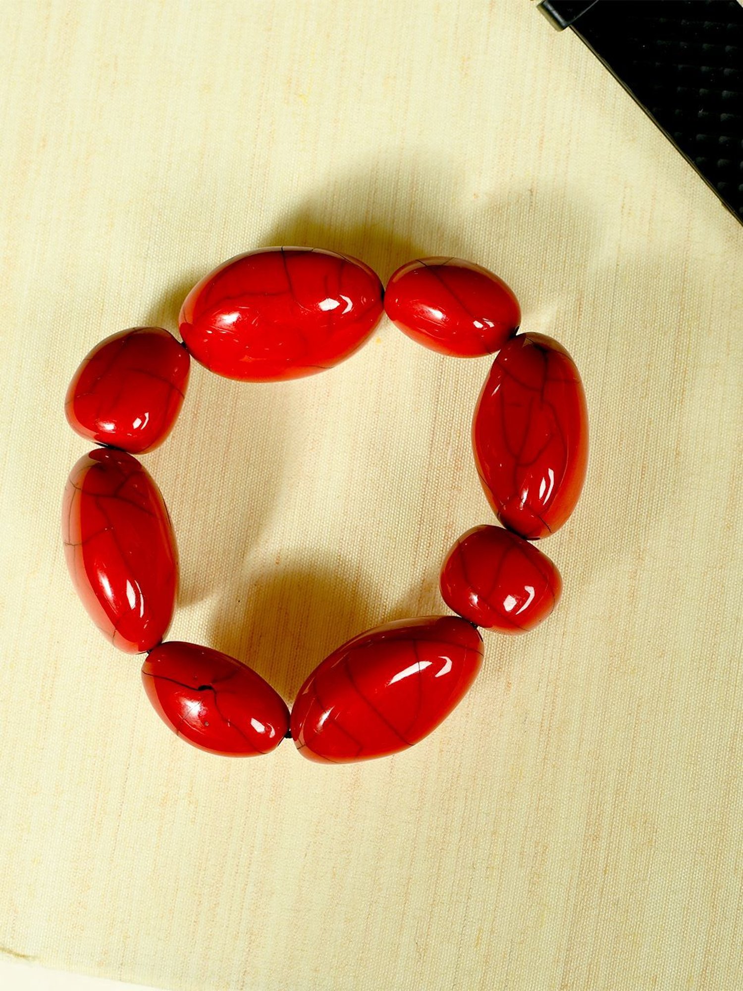 IMLI STREET Red Artificial Stone Stretchable Bracelet for Women