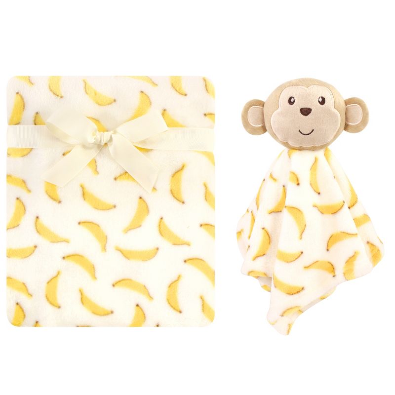 Luvable Friends Baby Boy Plush Blanket and Security Blanket, Banana Monkey, One Size