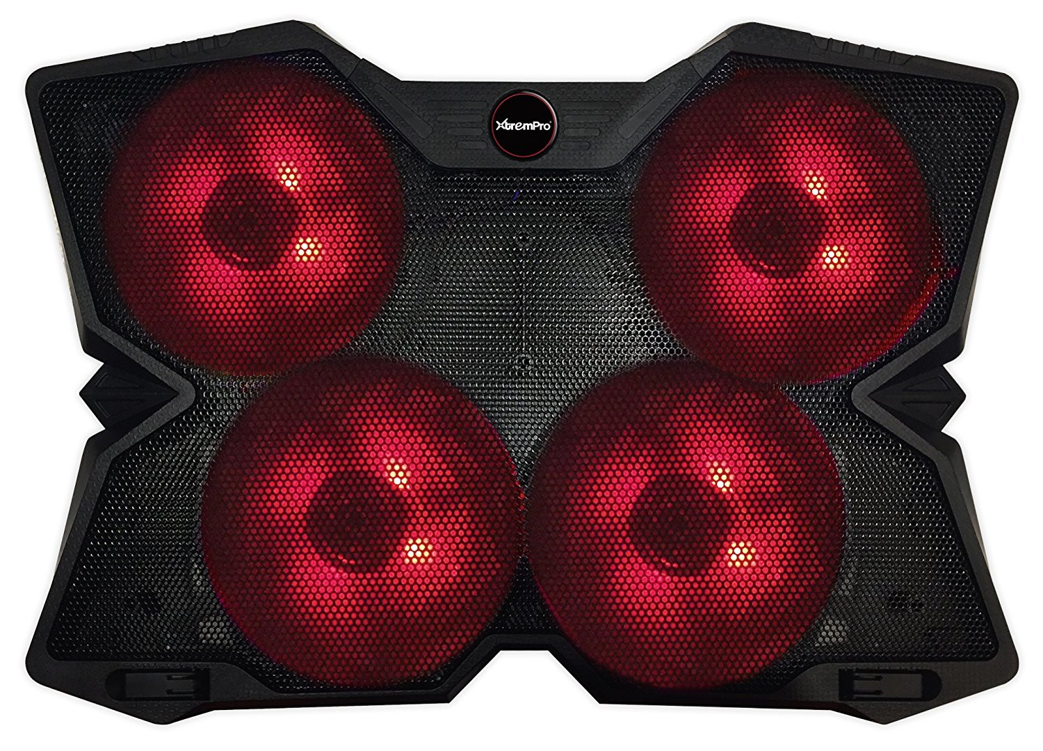 XtremPro Portable Metal Mesh Laptop Cooler Cooling Pad, 4 Quiet Fans w/ Red LED Light, Adjustable Height, Up To 17" inch Notebook, 2 USB Interface w/ Speed Control Switch, non-slip - Black (11148)
