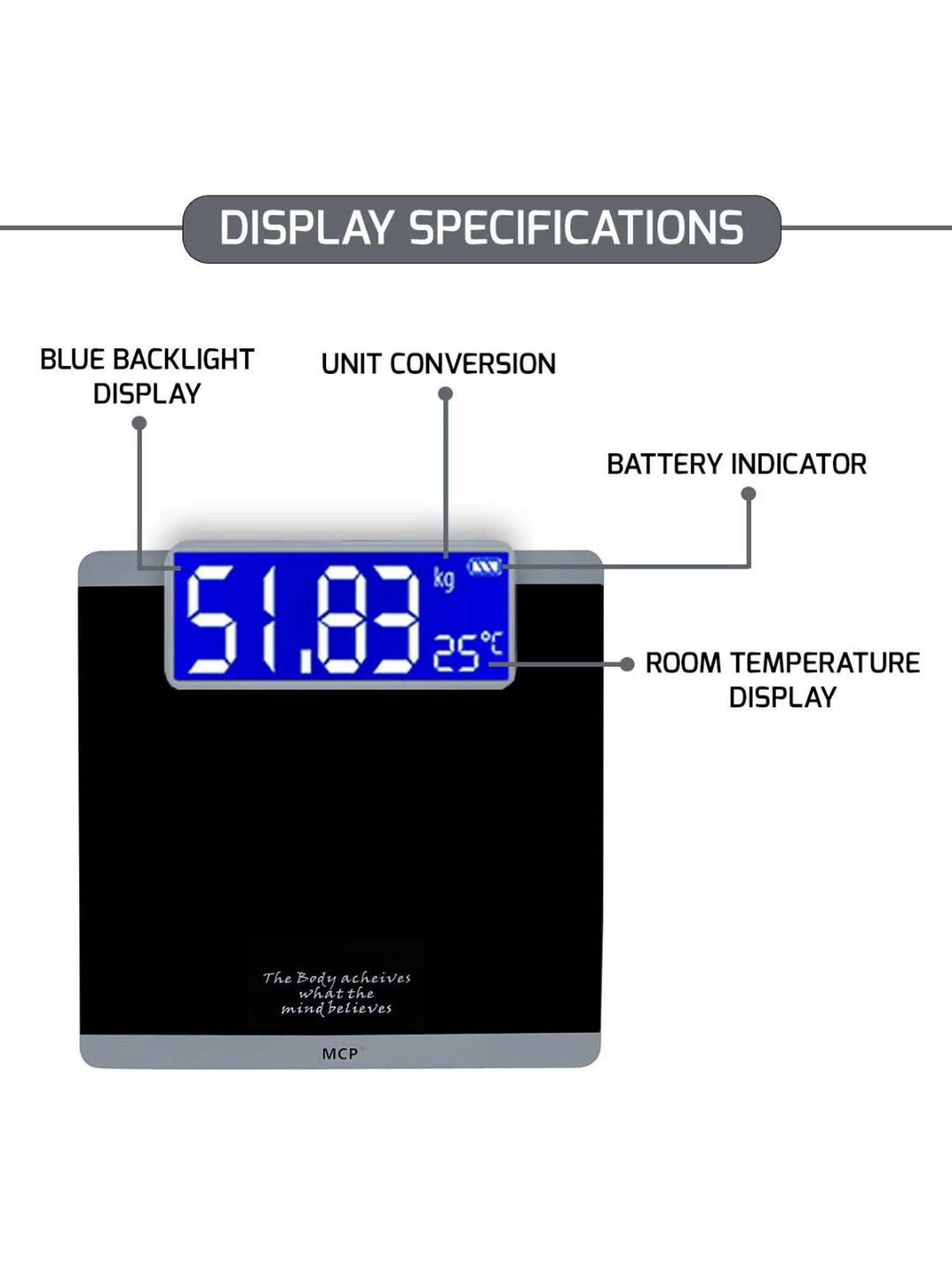 MCP Achiever BLGR01 Digital Weighing Machine (Black)