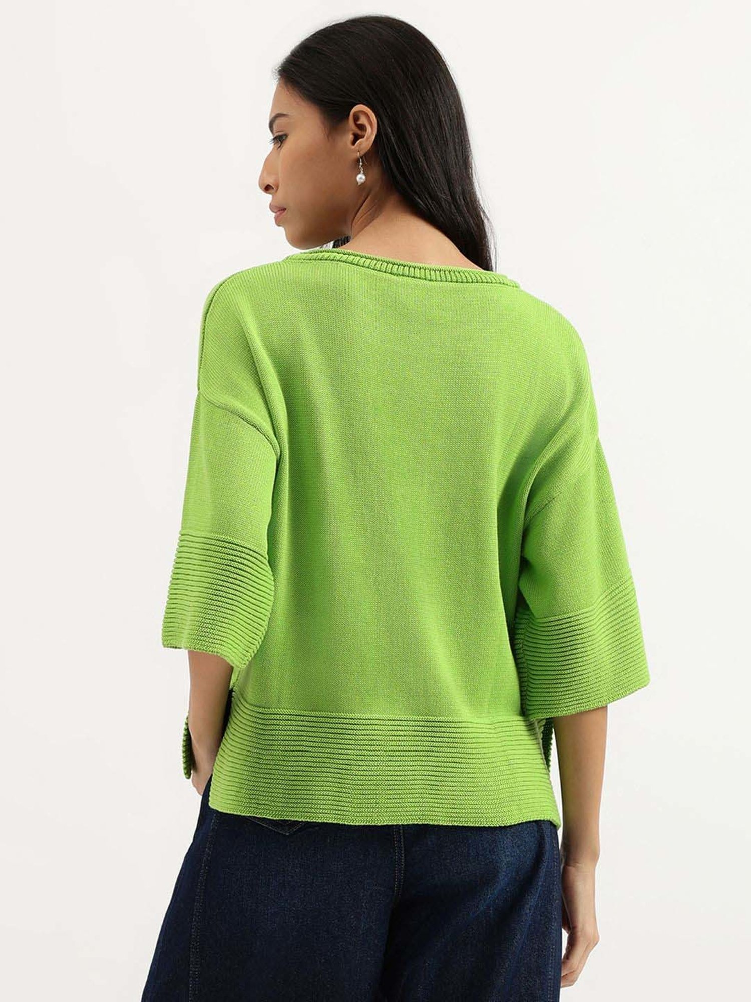 United Colors of Benetton Green Cotton Logo Work Top