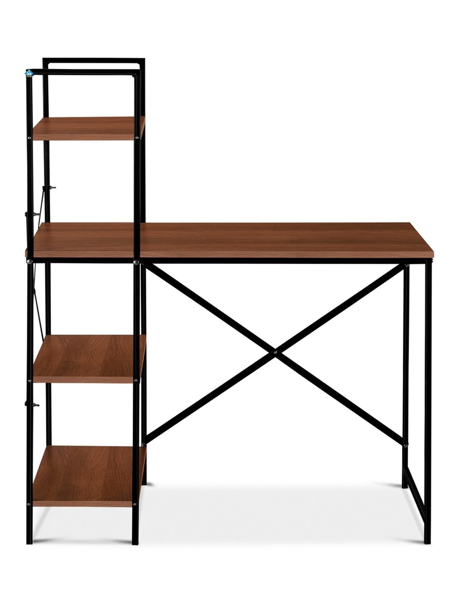 Delite Kom Victor Acacia Dark Black Metal Free Standing Study Table