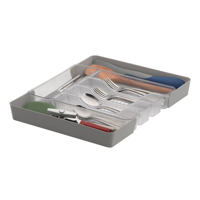10"x13" Hexa 5-Divider Expandable Silverware Tray (Expands up to 16.75") Clear - Spectrum Diversified