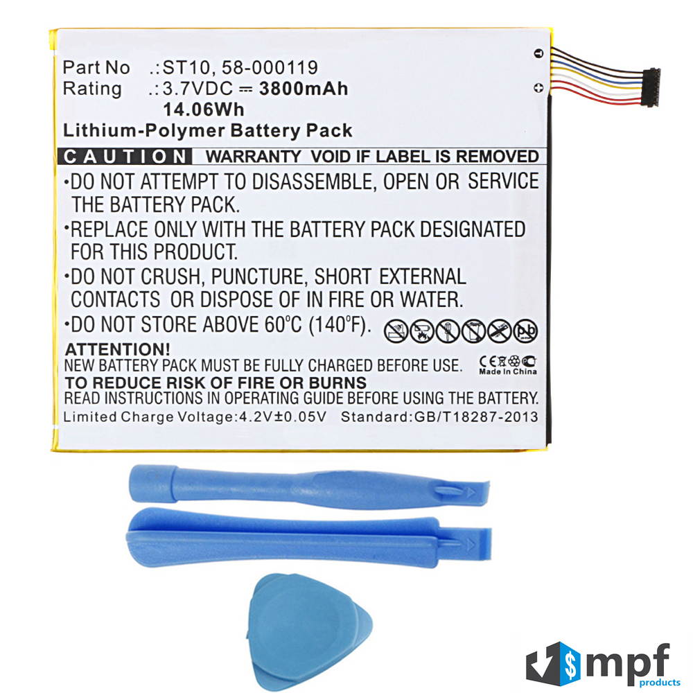 3800mAh 58-000119, 26S1008, ST10 Battery Replacement for Amazon Kindle Fire HD 10 10.1&rdquo; 5th Generation B00VKIY9RG, SR87CV Tablet