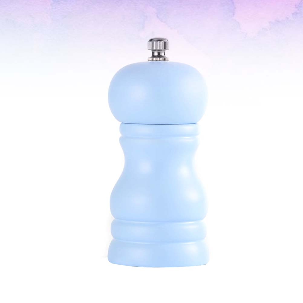 1pc Manual Wooden Pepper Grinder Household Ceramic Core Pepper Mill Salt Container Kitchen Gadget for Home (Blue)